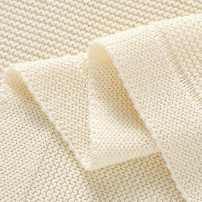 Baby Blanket 30 x 40 Inch Soft Knit for Boys & Girls Cotton Nursery Swaddling Blankets Toddler Knitted Crochet Receiving Crib