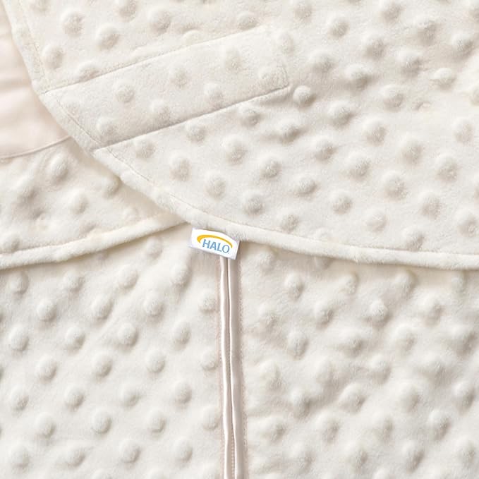 HALO Sleepsack Swaddle, 3-Way Adjustable Swaddle Blanket, TOG 3.0, Velboa, Cream Plush Dots, Small, 3-6 Months