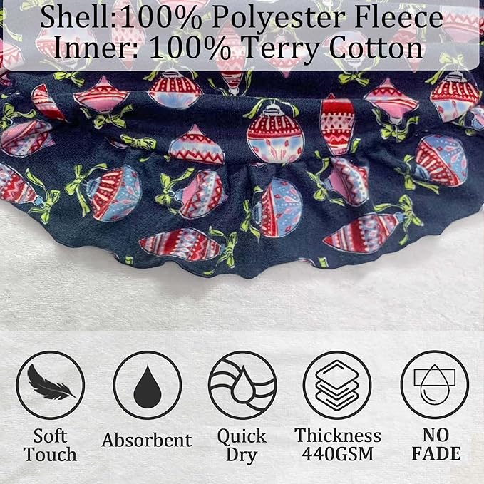 VOOVA & MOVAS Hooded Towel Poncho for Baby with Ruffle Trim | Soft 100% Cotton | Absorbent Thick Towel for Bath, Swim, Beach & Winter | Cozy, Christmas Lamp