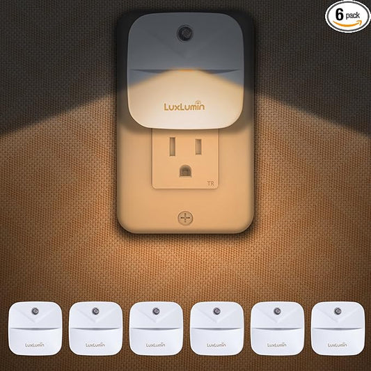 LED Night Lights Plug into Wall with Dusk-to-Dawn Sensor, Automatically Turn on and Off,Night Light for Kids,Bedroom,Bathroom,Stairs,Warm White, 6 Packs
