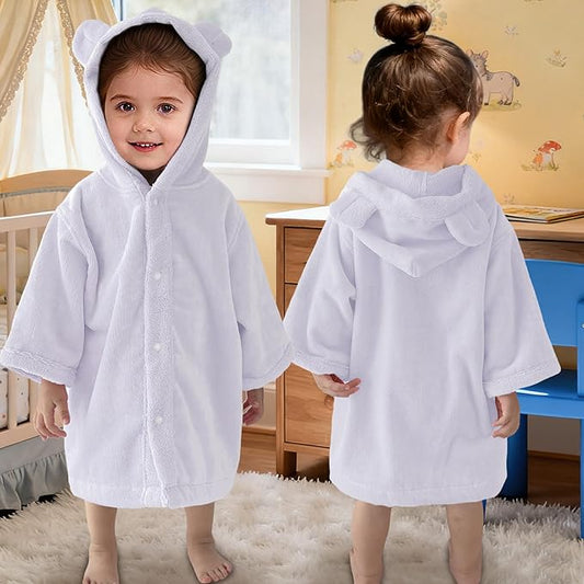 VOOVA & MOVAS Baby Hooded Poncho Towel with Bear Ear, 0-3Years | 100% Cotton, Ultra-Soft & Absorbent | Gentle for Sensitive Skin, Bath, Pool Towel for Toddler | Newborn (Purple)