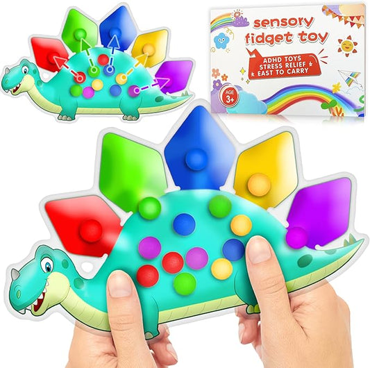 Dinosaur Color Sorting Sensory Toy Christmas Stocking Stuffers for Toddler Activities Fine Motor Matching Game Roadtrip Travel Essential Autism Fidget for Preschool Classroom Gift for Kid 3-5 Year Old