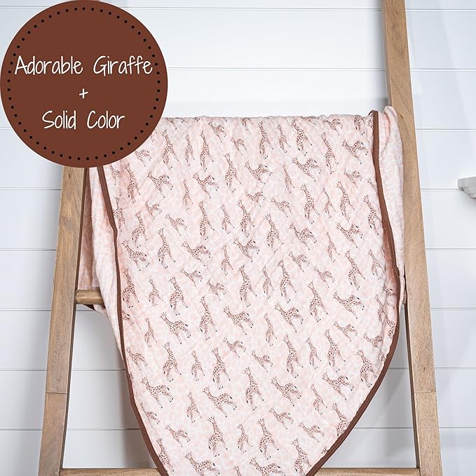LollyBanks Muslin Baby Blanket 100% Organic Cotton, Muslin Quilt Lightweight, 6 Layers Soft Blanket Neutral, 47"x 47" Toddler Blankets for Girls and Boys, Nursery Receiving Blankets (Giraffe Print)