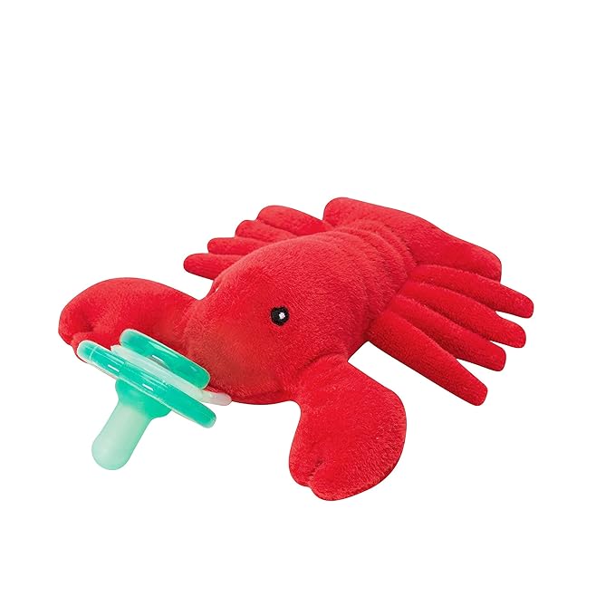 Nookums Paci-Plushies Buddies - Lobster Pacifier Holder - Adapts to Name Brand Pacifiers, Suitable for All Ages, Plush Toy Includes Detachable Pacifier