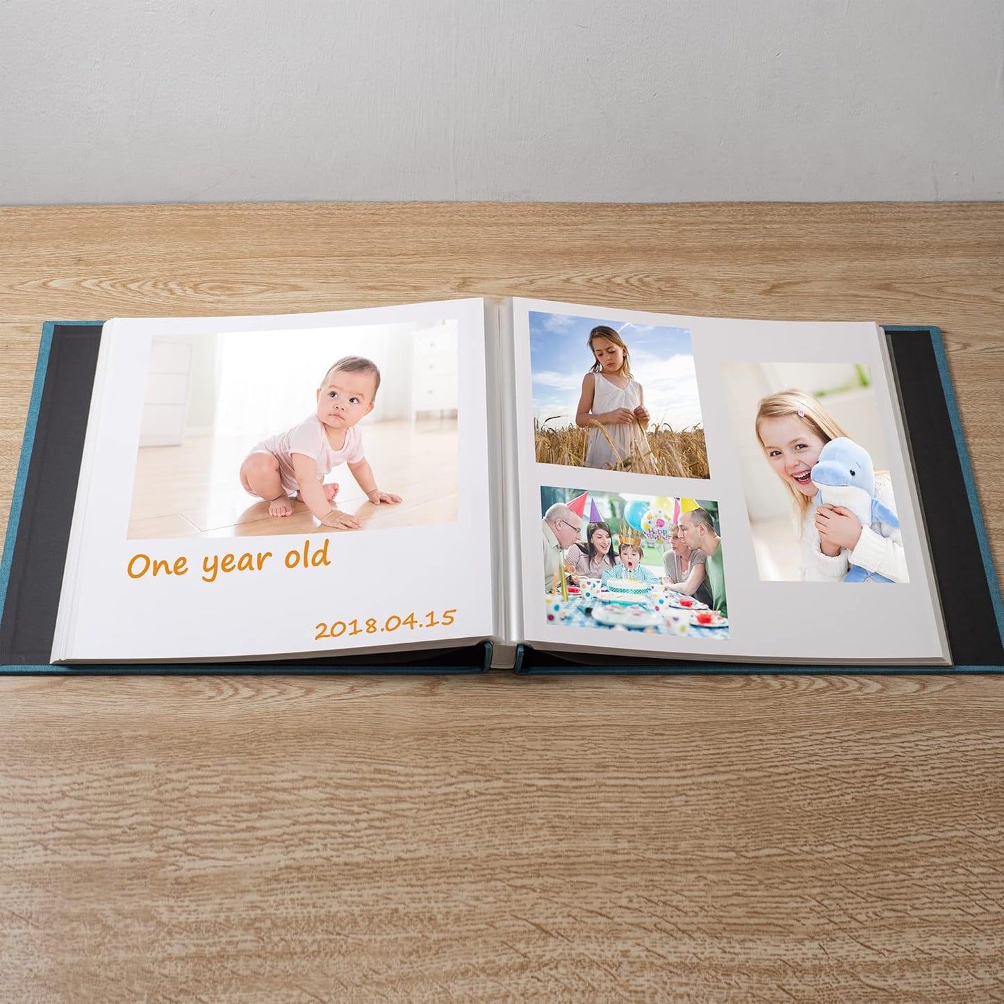 Large Photo Album Self Adhesive Scrapbook Album for 4×6 8×10 Pictures DIY Magnetic Linen Cover Album 40 Pages for Family Wedding Gifts with Metal Pen and Plastic Board
