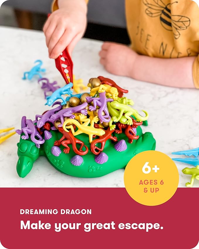 SimplyFun Dreaming Dragon - A Game for Kids Based on Steady Hands, Concentration, and A Little Luck - 2 to 4 Players - Kids Game Ages 6 & Up