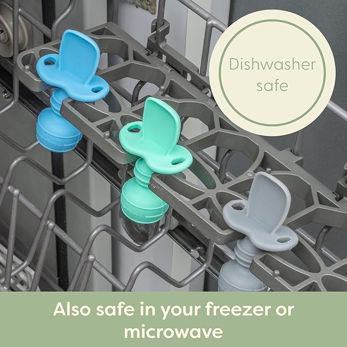 UpwardBaby Baby Spoons Self-Feeding with Anti-Choke Barrier - BPA-Free Silicone Utensils for Baby-Led Weaning & First-Stage Infant Spoons - 6+ Months and Toddler Friendly (3 Pack)