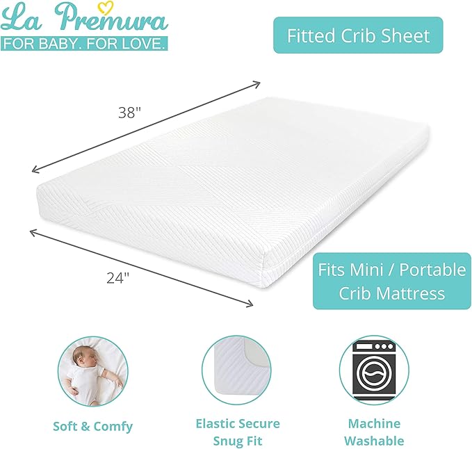 La Premura Baby Mini Crib Bedding Set for Girls, Pastel Purple Butterfly, 3 Piece Crib Set for Nursery Portable Crib, Purple and Pink