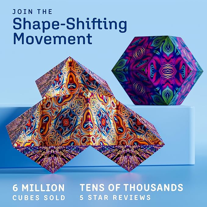 Shashibo Shape Shifting Box - Award-Winning Fidget Toy w/ 36 Rare Earth Magnets - Fidget Cube Transforms Into Over 70 Shapes, Sensory Toy Gift for Kids, Teens, and Adults (Spaced Out)