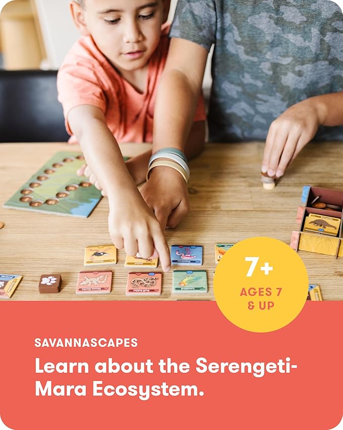 SimplyFun SavannaScapes - Learn About African Wildlife and Their Habitats. A Strategic and Educational Game for Kids Ages 7 & Up - 2 to 5 Players