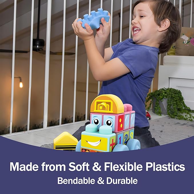 Baby Blocks 6 to 12 Months Kids Building Blocks Colorful Soft Blocks for Toddlers, Large Creative Stacking Blocks, STEM Soft Blocks for Baby 34 PCS, Toddler Stacking Toy Gifts