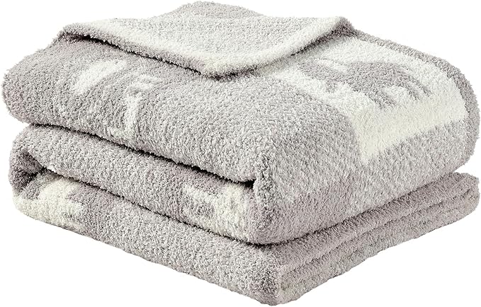 CREVENT 30"X40" Cozy Soft Warm Knitted Baby Blanket for Girls Boys, Newborn Essentials for Infant, Baby Shower Receiving Gift - Animal Grey 75X100cm