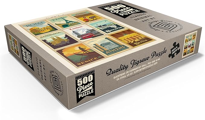 MyPuzzle World Travel: Multi-Image Print - Edition 1, Vintage Poster - Premium 500 Piece Jigsaw Puzzle for Adults