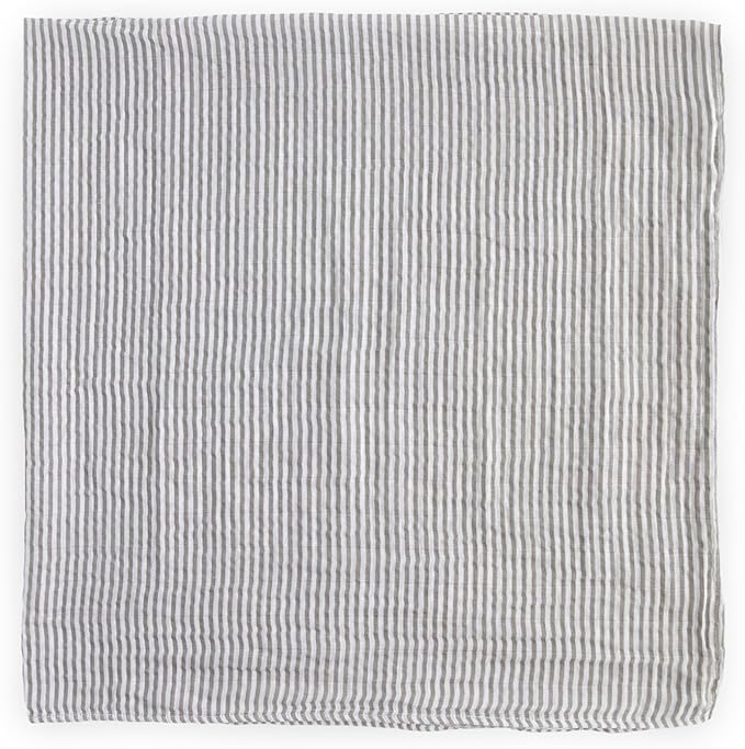 Little Unicorn Premium Cotton Swaddle Baby Blanket | Breathable Fabric | for swaddling, Play, Nursing & More (Grey Stripe)