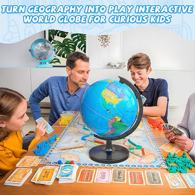 13" Globe for Children & Adults, Interactive World Globe for Kids with Stable Heavy Metal Base, HD Waterproof & Writable Surface, Educational STEM Learning Toy, Classroom Teaching Gift