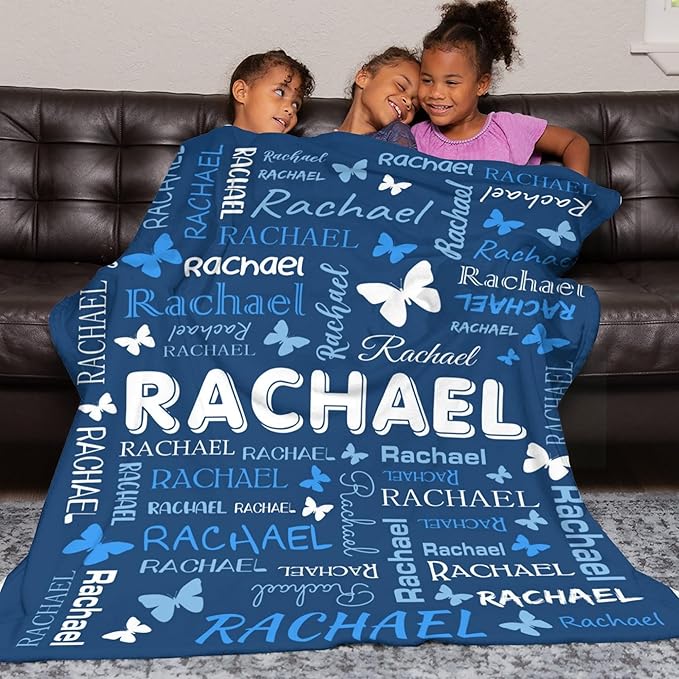 Personalized Throw Blanket with Name Custom Blankets Customized Baby Blanket for Girls Kids Adult Birthday Gift