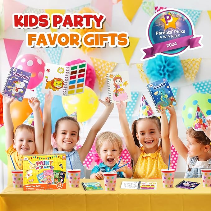 ZMLM 24 Water Coloring Books for Kids Party Favors - Bulk Mini Coloring Books for Kids Ages 4-8,Small Birthday Goodie Bag Stuffers School Teacher Return Gift Art Crafts Classroom Prizes (Classic)