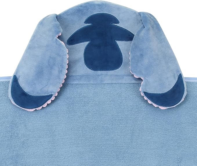 Lambs & Ivy Disney Stitch Luxury Blue Cotton Terry Hooded Baby Bath Towel