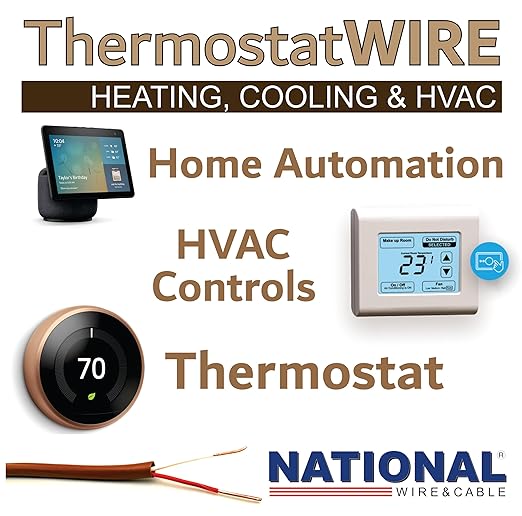 18/2 100Ft. NATIONAL Wire&Cable Thermostat Doorbell HVAC Heating Control Professional Cable Wire - Made in USA - 100% Solid Copper Conductors, CL2 ETL Listed, Low Voltage Applications Use