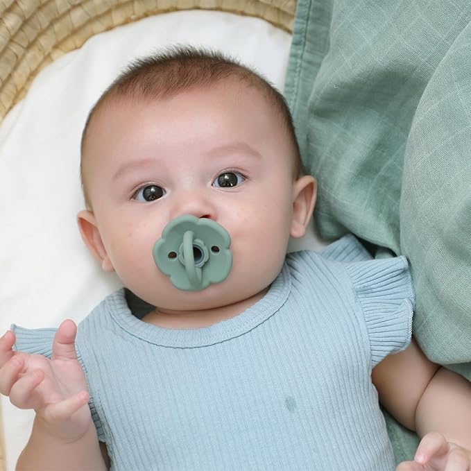 Moonkie Pacifiers Set of 2 | One-Piece Design Baby Pacifier with Large Air Holes | BPA-Free Silicone | Safe for Babies 6 Months+