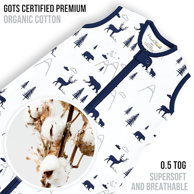 Mama Cheetah Baby Sleep Sack 0.5 TOG, Organic Cotton Baby Wearable Blanket with Two-Way Zipper, Swaddle Transition Baby Sleeping Bag for Newborn Infant Toddler Boy Girl, 24-48 Month