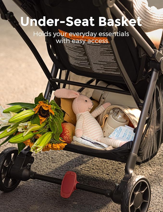 Momcozy ClickGo Lightweight Stroller, Compact Travel Stroller for Airplane with One-Click Fold, Baby Strollers and Toddler Stroller with Large Canopy for Kids from 0 Months, Extendable UPF50+ Canopy