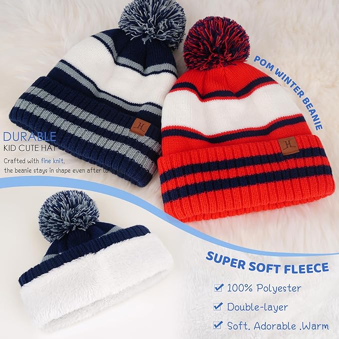 FZ FANTASTIC ZONE Kids Toddler Winter Hat Beanie with Warm Fleece Ski Baby Hats for 2-7 Years Skull Cap Baby Boys Girls Gifts