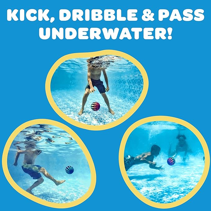 Watermelon Ball JR Durable Fillable Pool Toy for Underwater Games - Football, Basketball & Rugby - Perfect for Water Parties - Fun for Adults & Kids Alike - Ages 6+, 6.5" Multicolor