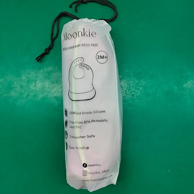 Moonkie Silicone Baby Bibs Set Of 2 | BPA Free Waterproof | Soft Flexible Silicone Bibs for Babies & Toddlers(Pale Mauve/Shifting Sand)