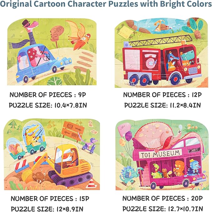 TOI Leveled Puzzles for Kids Aged 2.5 and Up, Toddler Puzzle Preschool Learning Jigsaw Puzzles, Large Pieces Educational Game for Boys Girls, Cognitive Story Step 2