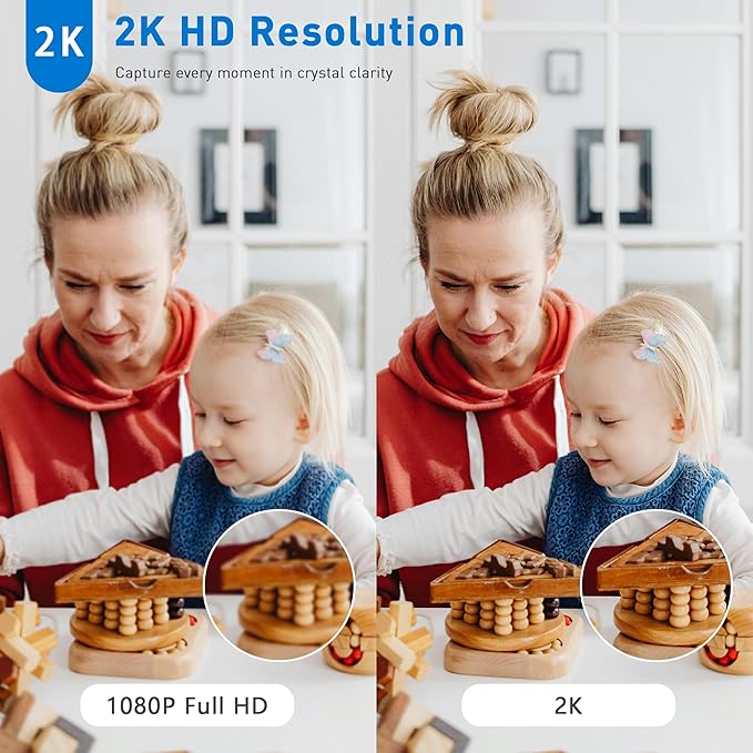 2K Home Security Camera, Indoor Camera for Dog/Pet/Elder/Baby Monitor, Smart Phone App Siren, 2-Way Audio, Advanced Motion Detection Night Vision, 4pcs，SD/Cloud Storage, Alexa Compatible