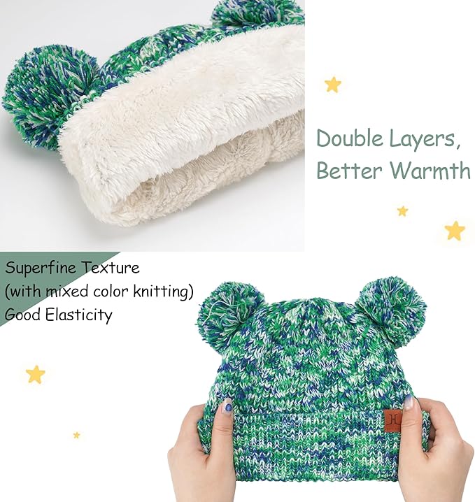 Kids Toddlers Winter Beanie Hats Gloves Neck Scarf Set Mittens Gifts for 0 6 12 Months 1 2 3 4-8 Year Old Baby Girls Boys