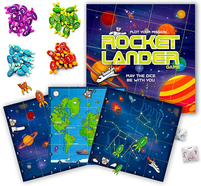 Griddly Kids RocketLander – Strategy Family Games for Critical Thinking & Problem-Solving Skills, Board Game for Adults, Family Card Game, STEM Toys, Fun & Engaging Educational Activity Kids Games