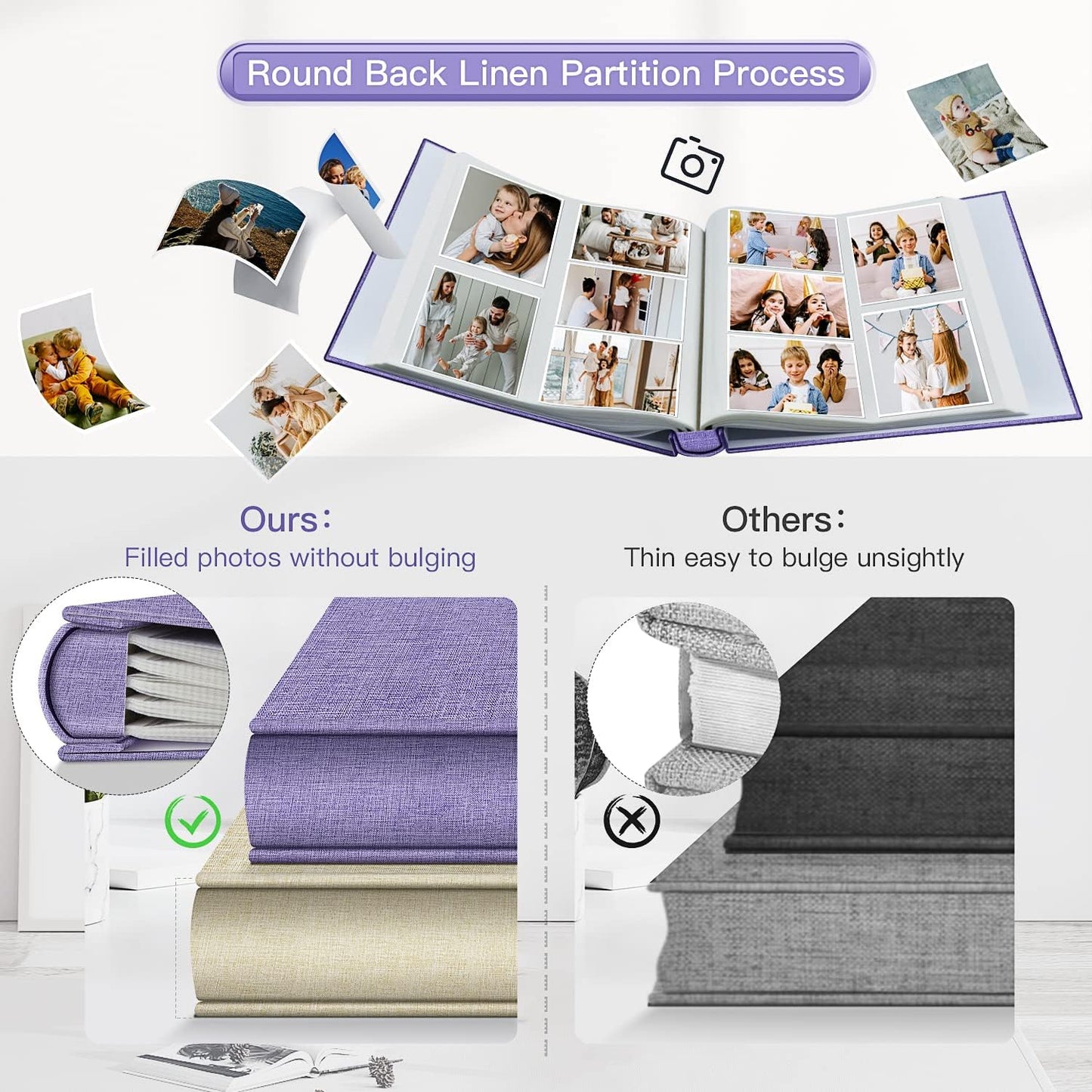 popotop Photo Album 4x6-600 Photos Photo Books with 600 Horizontal and Vertical Pockets,Linen Cover Albums for Family Wedding Anniversary Baby Vacation Pictures