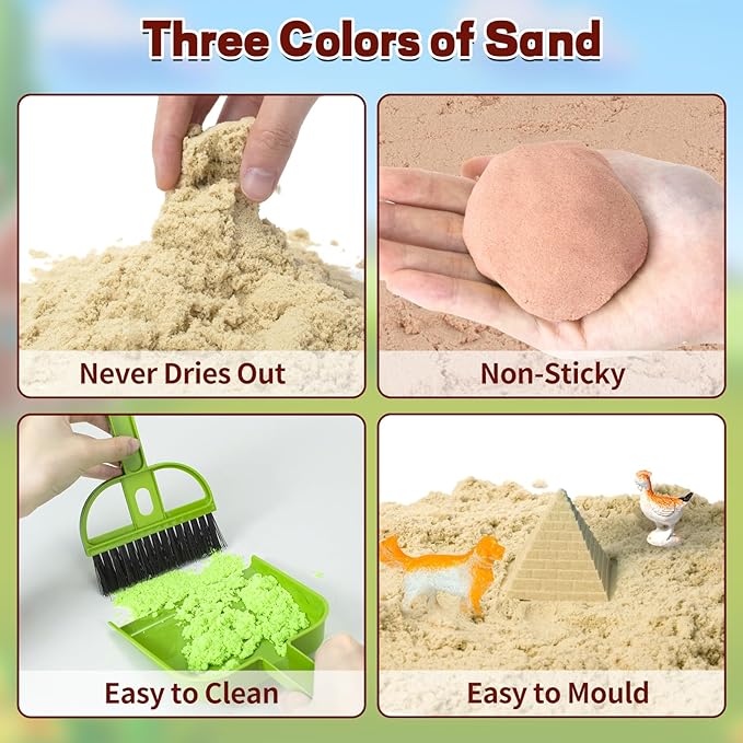Sensory Bins Farm Animals Toys for Toddlers,Sensory Toys Play Sand Art Kit with Sandbox & Farm Animals & Tractor Playset,Indoor Outdoor Beach Toys for Boys Girls 3 4 5 6 7 Christmas Birthday Gift