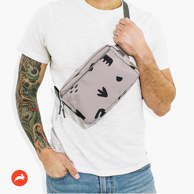 Red Rovr Everyday Joey Belt Bag | Organization & Zipper pockets |Adjustable Strap for All Ages (Truffle Doodle)