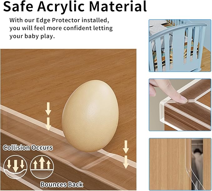13.12 FT Edge Corner Protector Baby Proofing,Soft Clear Furniture Table Corner Guard & Edge Safety Cabinet Door Bumper,Crib Bumpers,Wall Protector(Width 2 in，Thickness 0.08 in)