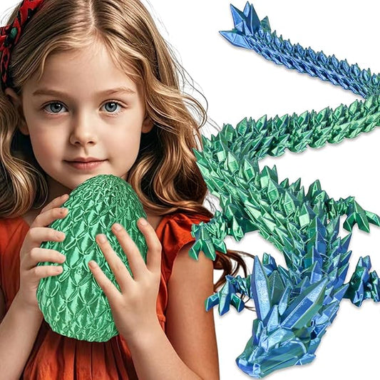 Large Dragon Eggs with Dragon Inside, 3D Printed Surprise Funny Gifts for Kids, Articulated Dragon Fidget Toys for Adults, Executive Desk Toys Office Room Décor (Christmas Green)