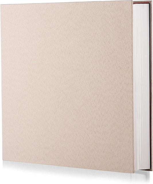Photo Album Self Adhesive Scrapbook Album for 4×6 Pictures DIY Magnetic Linen Cover Album 30 Blank Pages for Family Wedding, Birthday, Christmas, Anniversary (Light Beige)