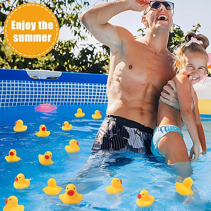 60PCS Rubber Duck - Bath Toys - Pool Toys - Mini Ducks Bulk for Kids Baby Shower Decorations Birthday Party Favors Gift Classroom Summer Beach Pool Activity Carnival Game (Yellow)