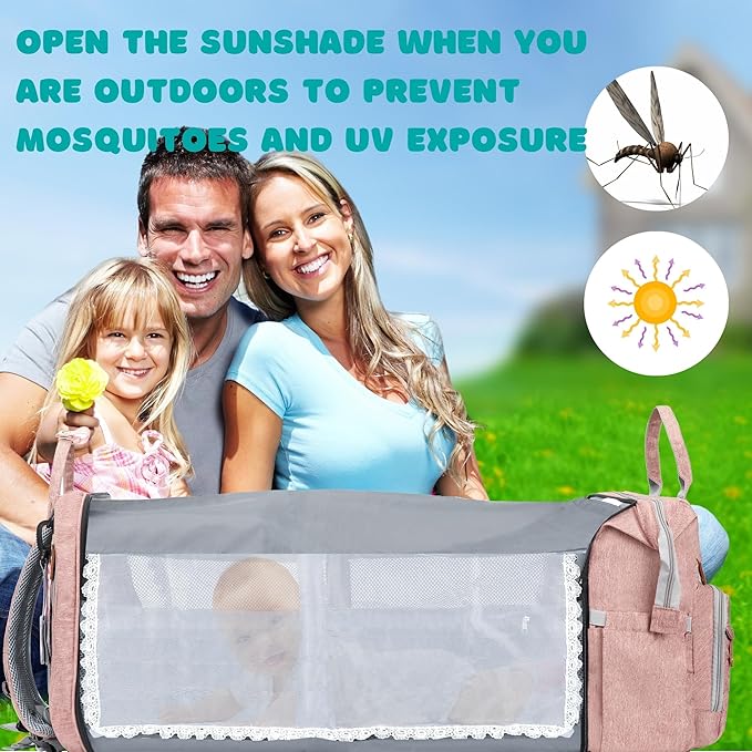 Diaper Bag, Baby Essentials, Multi-functional Large-capacity Diaper Bag Backpack, Best Gift for Newborns with Diaper Changing Station, Travel Essentials Diaper Bag Backpack (Pink)