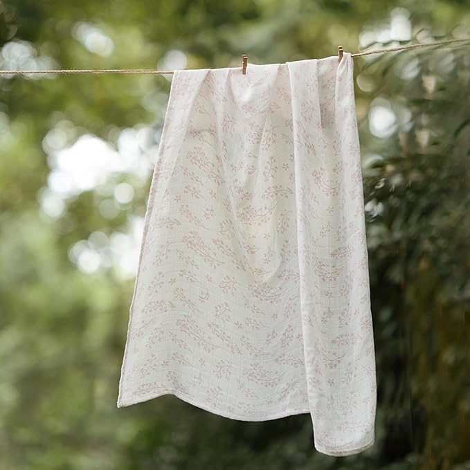 GLLQUEN BABY Receiving Blanket Boy Cotton Muslin Swaddle Blankets Girl Newborn Squares Breathable & Soft Thin Baby Blankets Cloths Double Absorbent Infant Swaddling Wrap - 6 Pack (Looking for Spring)