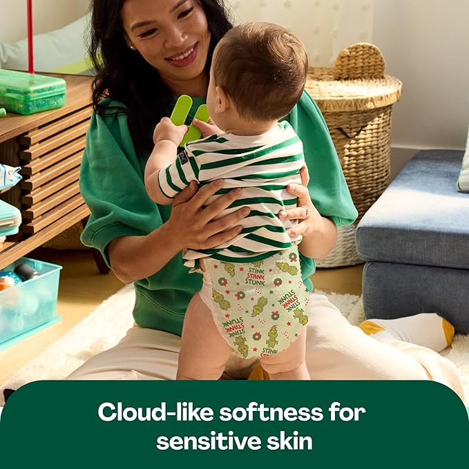 Hello Bello Dr. Seuss Baby Grinch Premium Diapers, Size 2 (10-16 lbs), 74ct Plus Bonus Wipes: Softness & Protection for Sensitive Skin