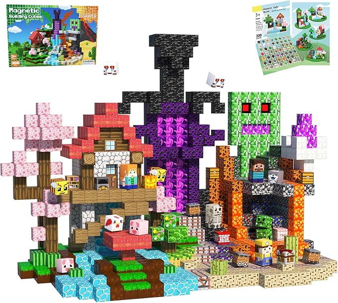 300 PCS Magnetic Blocks - Magnetic Building Blocks, Stacking Magnetic Blocks for Kids, Sensory Toy for STEM Montessori for Kids 3+ Boys and Girls Christmas Birthday Gifts