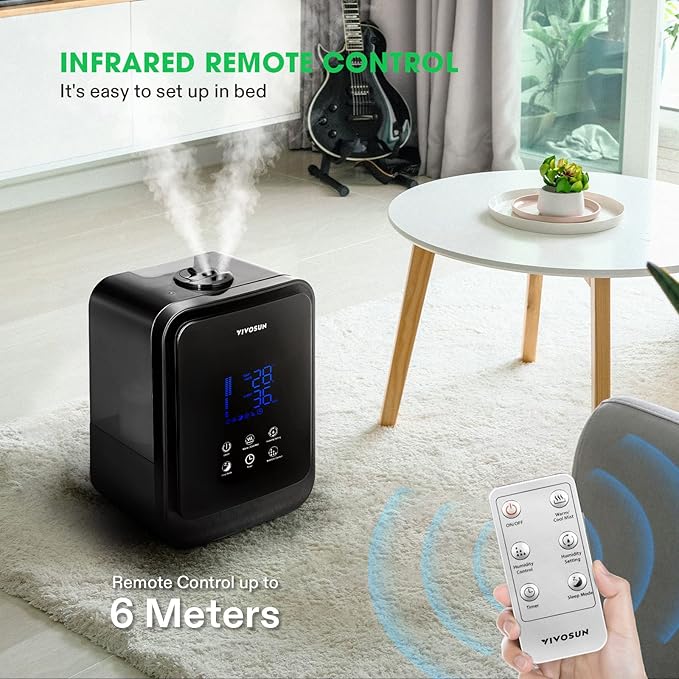 VIVOSUN 4.5L 2-in-1 Cool & Warm Mist Ultrasonic Humidifier with Essential Oil Box & Remote Control for Bedrooms, Offices, Plants, Babies, Dryness, and Skincare
