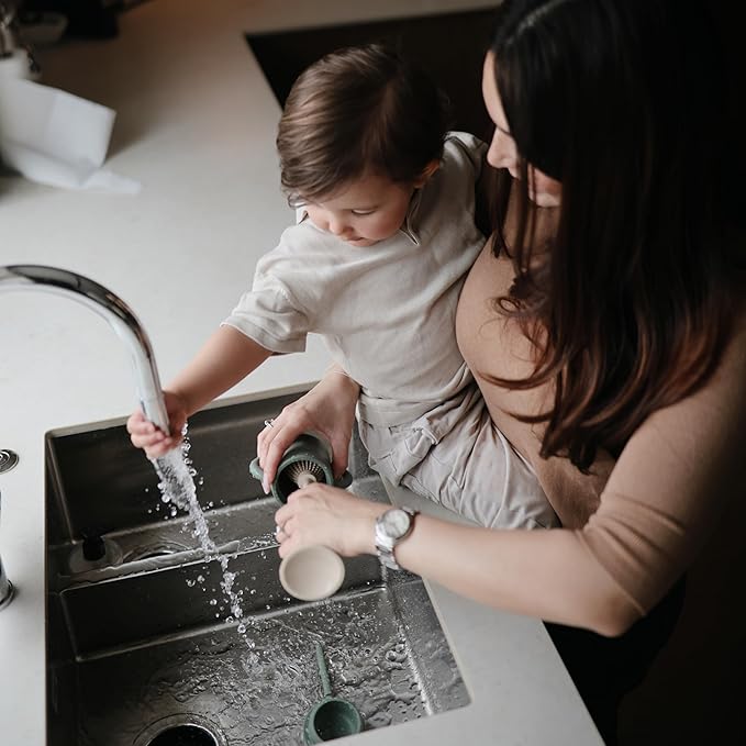 mushie Baby Bottle Brush | Soft Silicone with Suction Base (Blush)