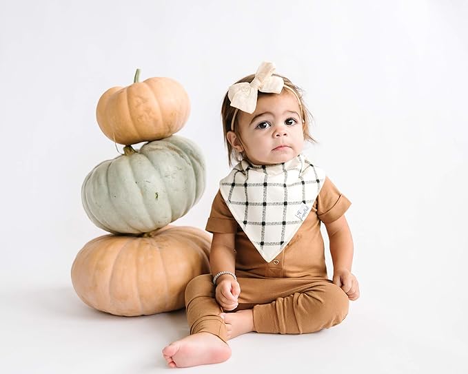 Copper Pearl 4 Pack Soft Cotton Baby Bibs for Drooling and Teething, Absorbent Drool Bibs for Baby Girl and Boy, Adjustable to Fit Newborns to Toddlers, Tons of Styles (Patch)