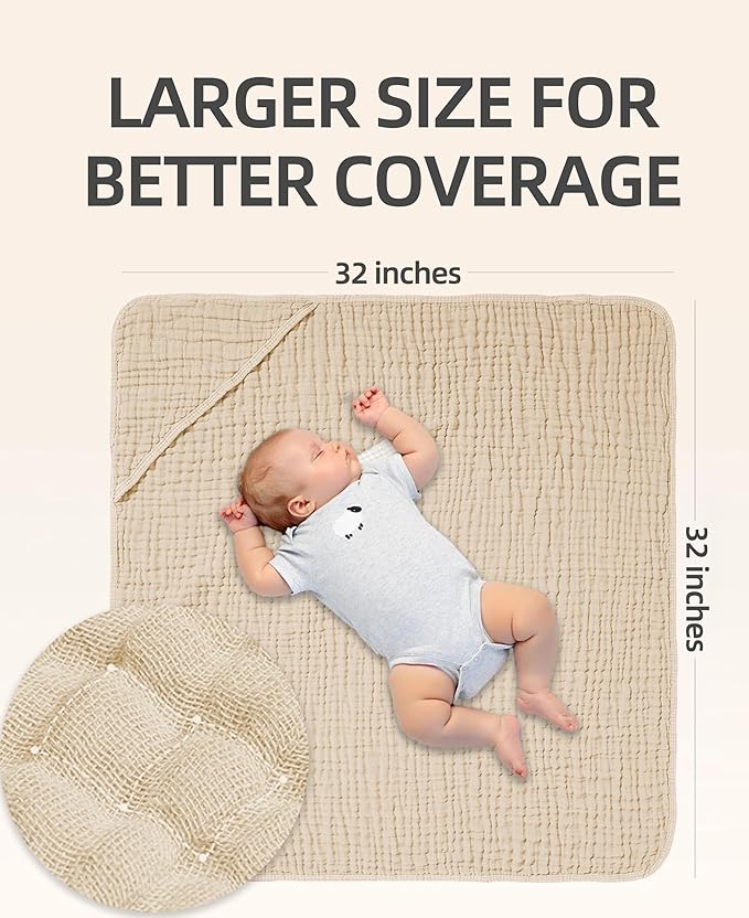 3-Pack Hooded Baby Towels for Newborn 100% Cotton Soft Babies Blanket Toddler and Kids Bath Towel Baby Essentials