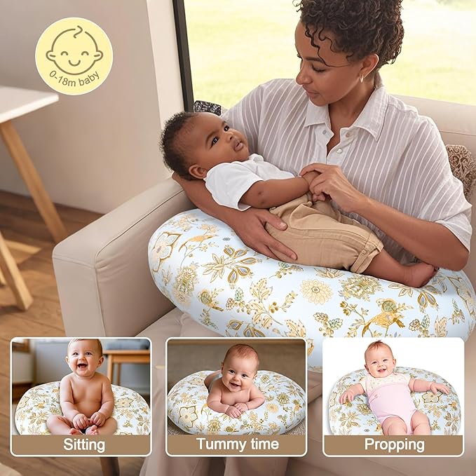 Baby Nursing Pillow for Breastfeeding, Adjustable Breast Feeding Pillow for Bottle Feeding, Breastfeeding Essentials for Mom and Baby Healthier Nursing, Ergonomic Support for Newborn, Removable Cover