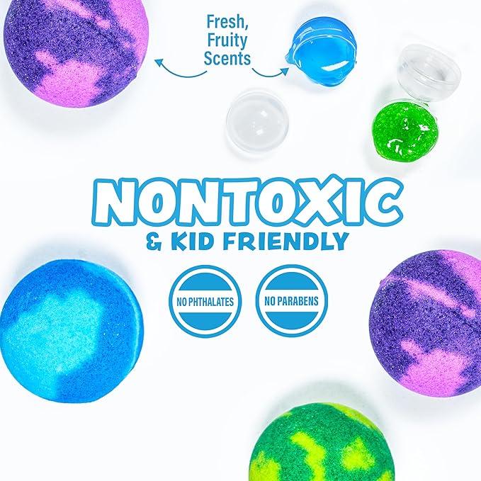 Tub Works Super Goo Bath Slime 'Surprise' Bombs, 6 Pack | Kids Bath Bombs With Surprise Inside | Nontoxic | Stretchy, Squishy Slime Soap | Sensory Fun for Kids
